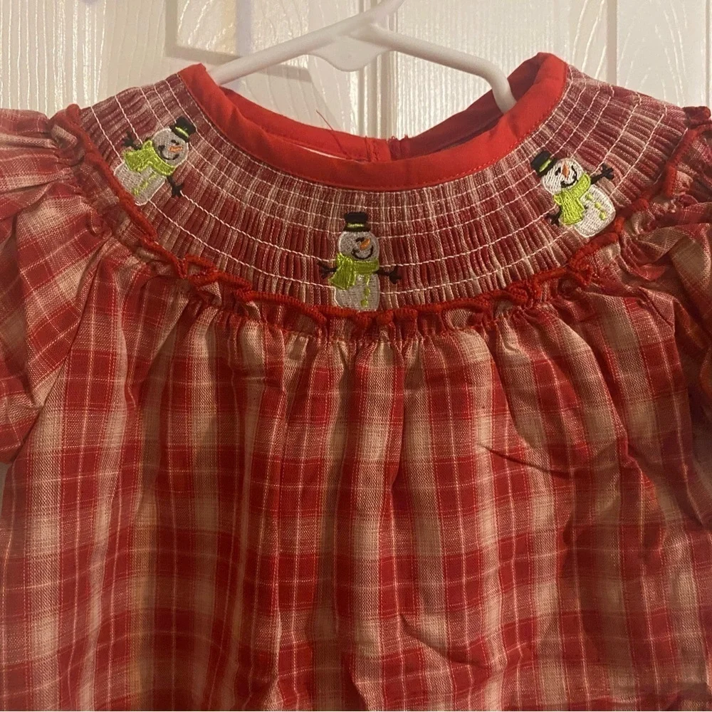 NWT Smocked Snowman Bubble Romper